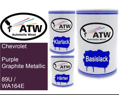 Chevrolet, Purple Graphite Metallic, 89U / WA164E: 500ml Lackdose + 500ml Klarlack + 250ml Härter - Set, von ATW Autoteile West.